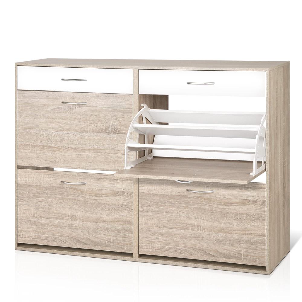 Artiss 2 Tier Shoe Cabinet - Wood Artiss
