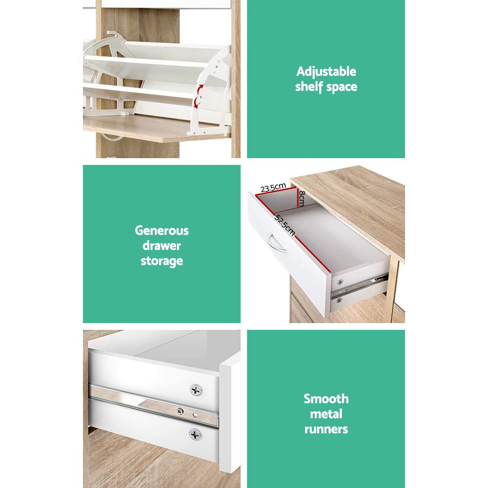 Artiss 2 Tier Shoe Cabinet - Wood Artiss