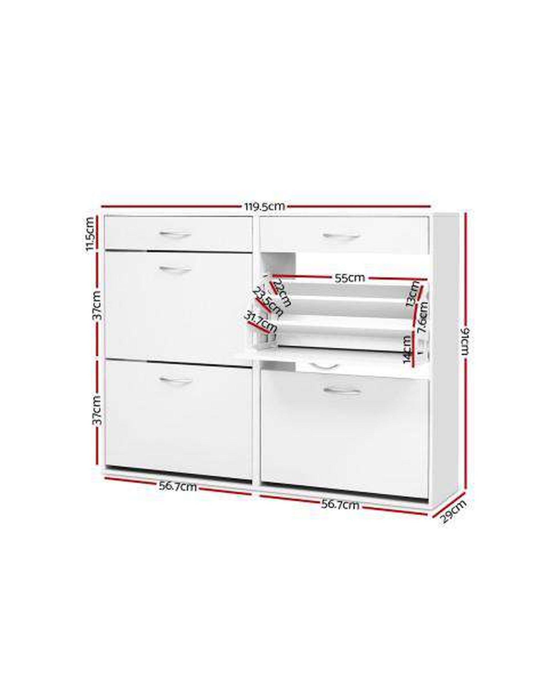 36 Pairs Shoe Cabinet Rack Organisers Storage Shelf Drawer Cupboard White Artiss