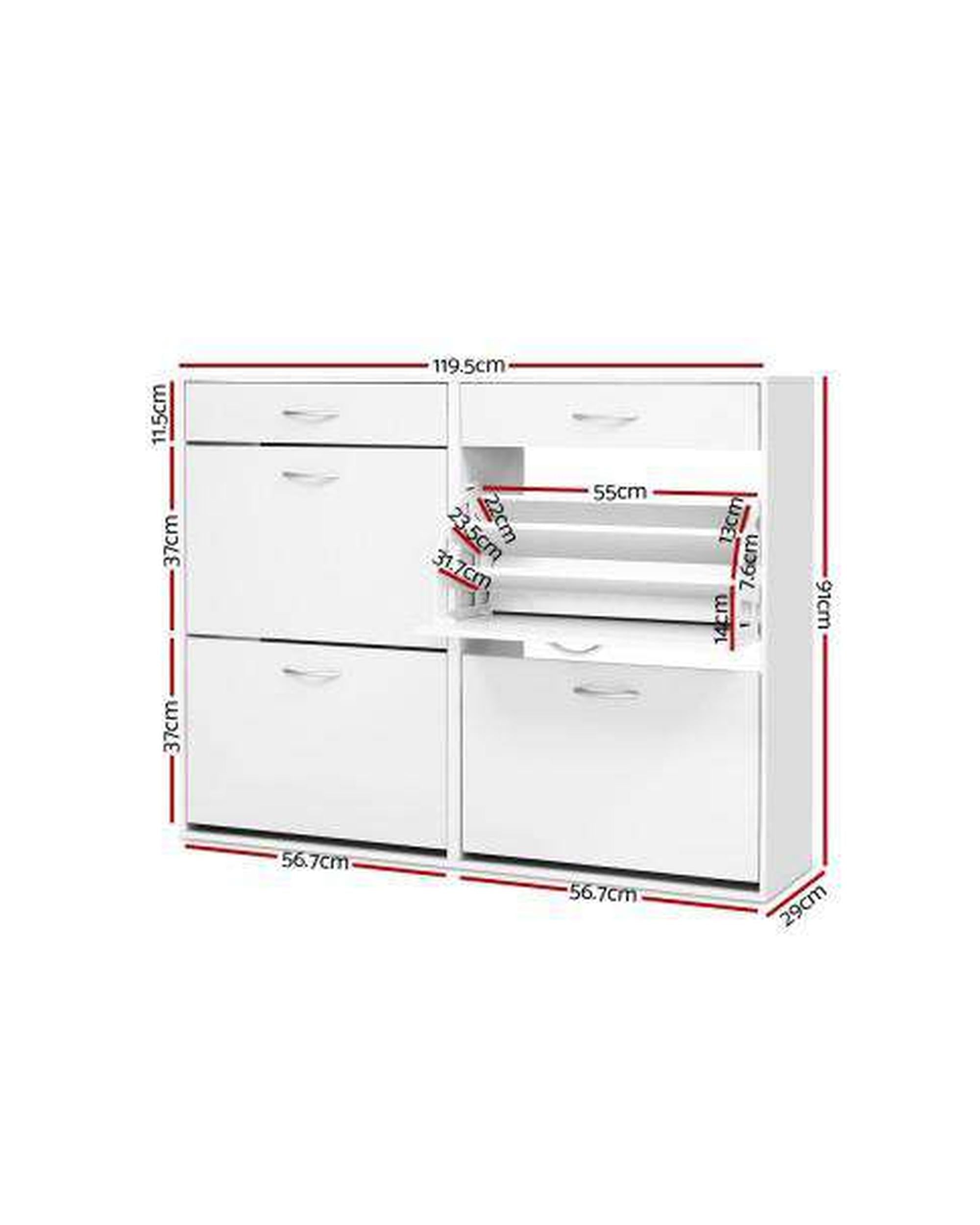 36 Pairs Shoe Cabinet Rack Organisers Storage Shelf Drawer Cupboard White Artiss