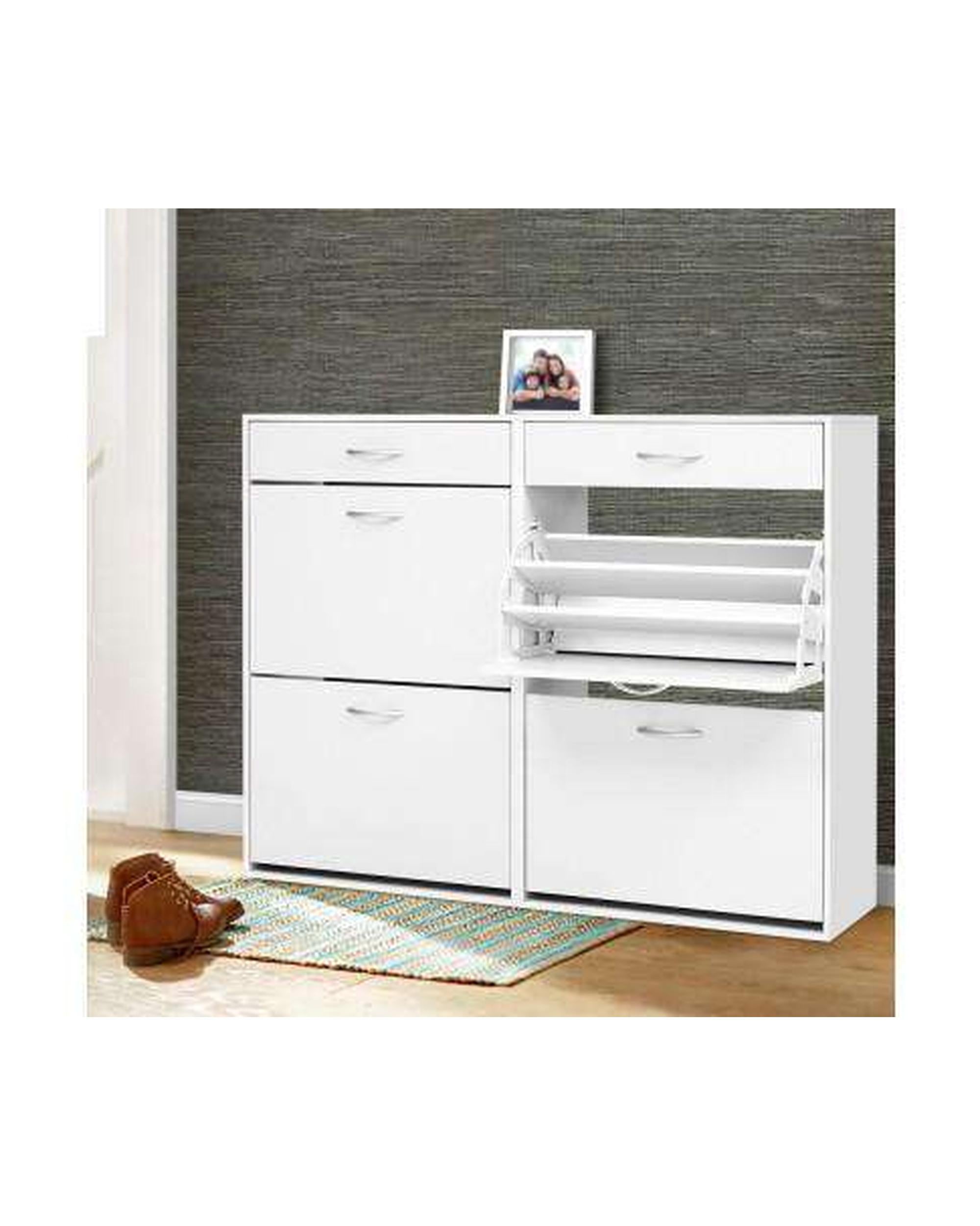 36 Pairs Shoe Cabinet Rack Organisers Storage Shelf Drawer Cupboard White Artiss