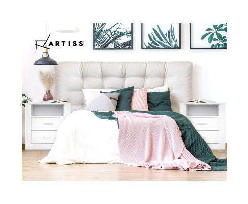 Anti-Scratch Bedside Table 2 Drawers - White Artiss