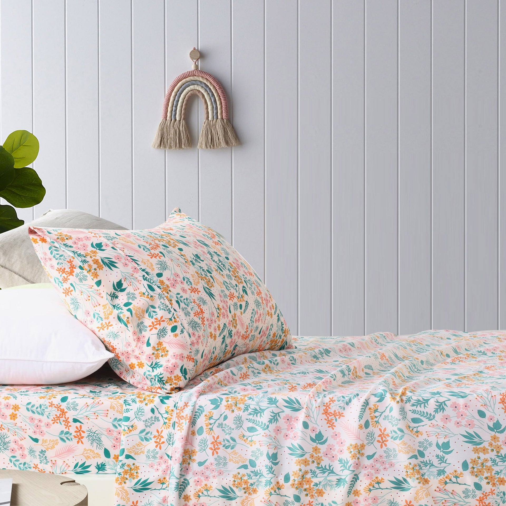 Happy Kids Floral Printed Microfibre Sheet Set Happy Kids Bedding