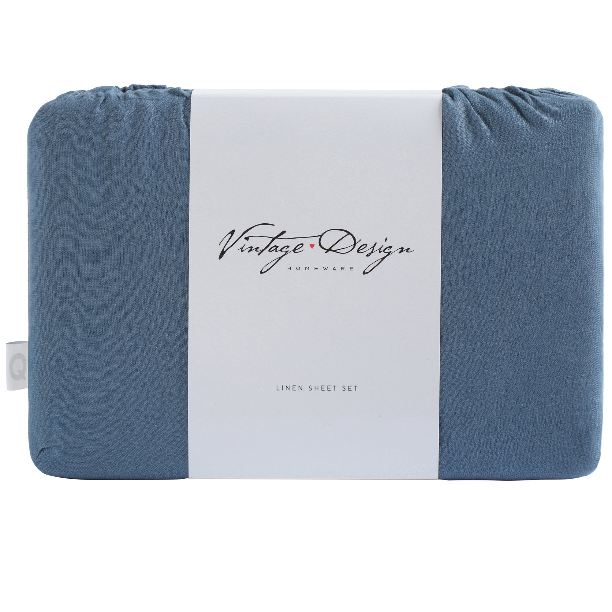 Vintage Design Brilliant Blue 100% Linen Quilt Cover Set Vintage Design