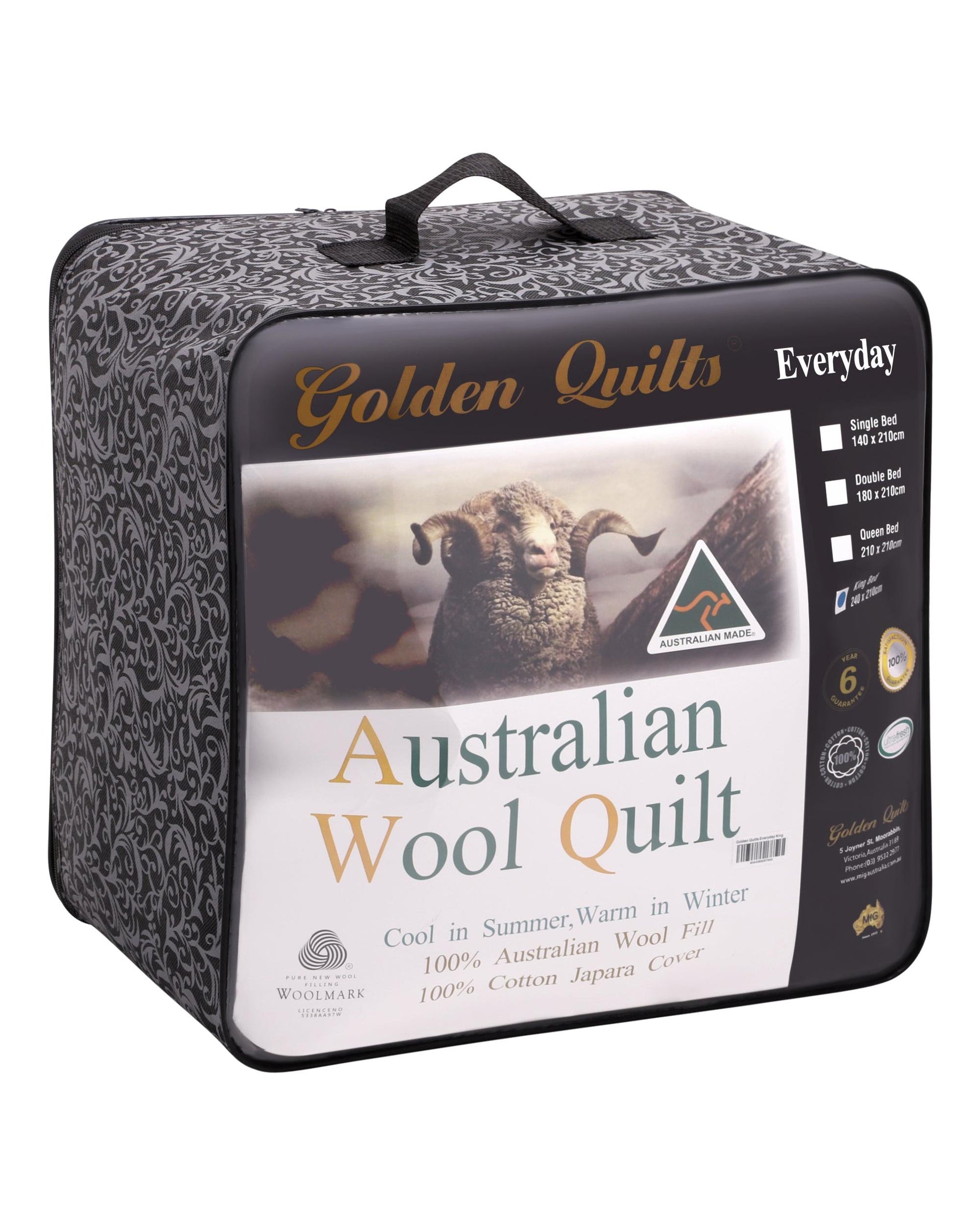 Golden Quilts 250GSM 100% Wool Quilt Golden Quilts