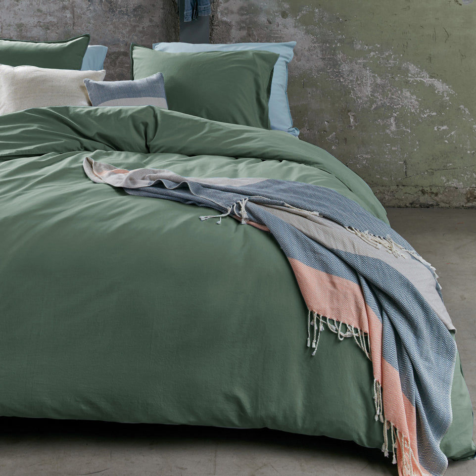 Bedding House Organic Cotton Basic Green Cotton Quilt Cover Set Bedding House