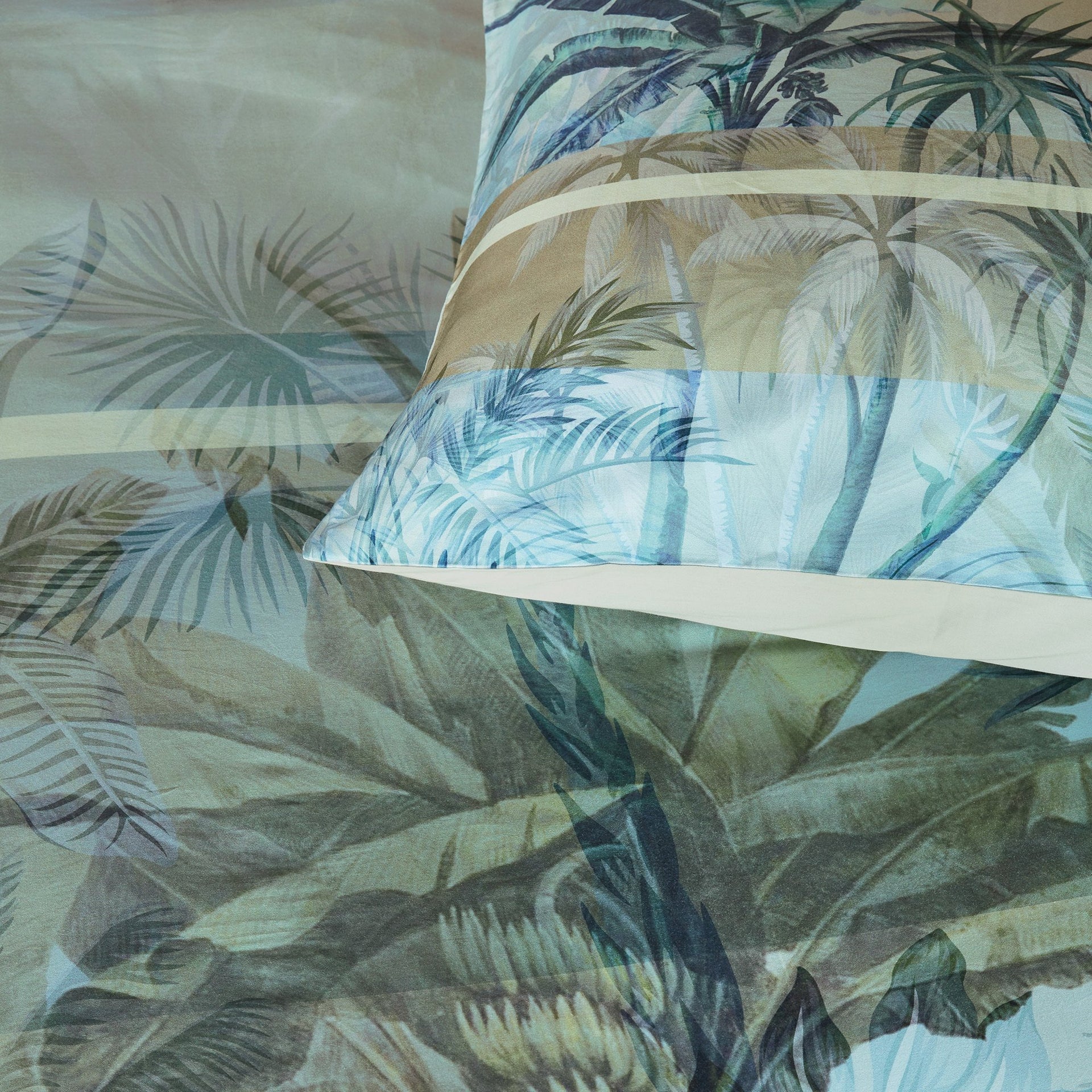 Bedding House Canopy Blue Green Sateen Quilt Cover Set Bedding House