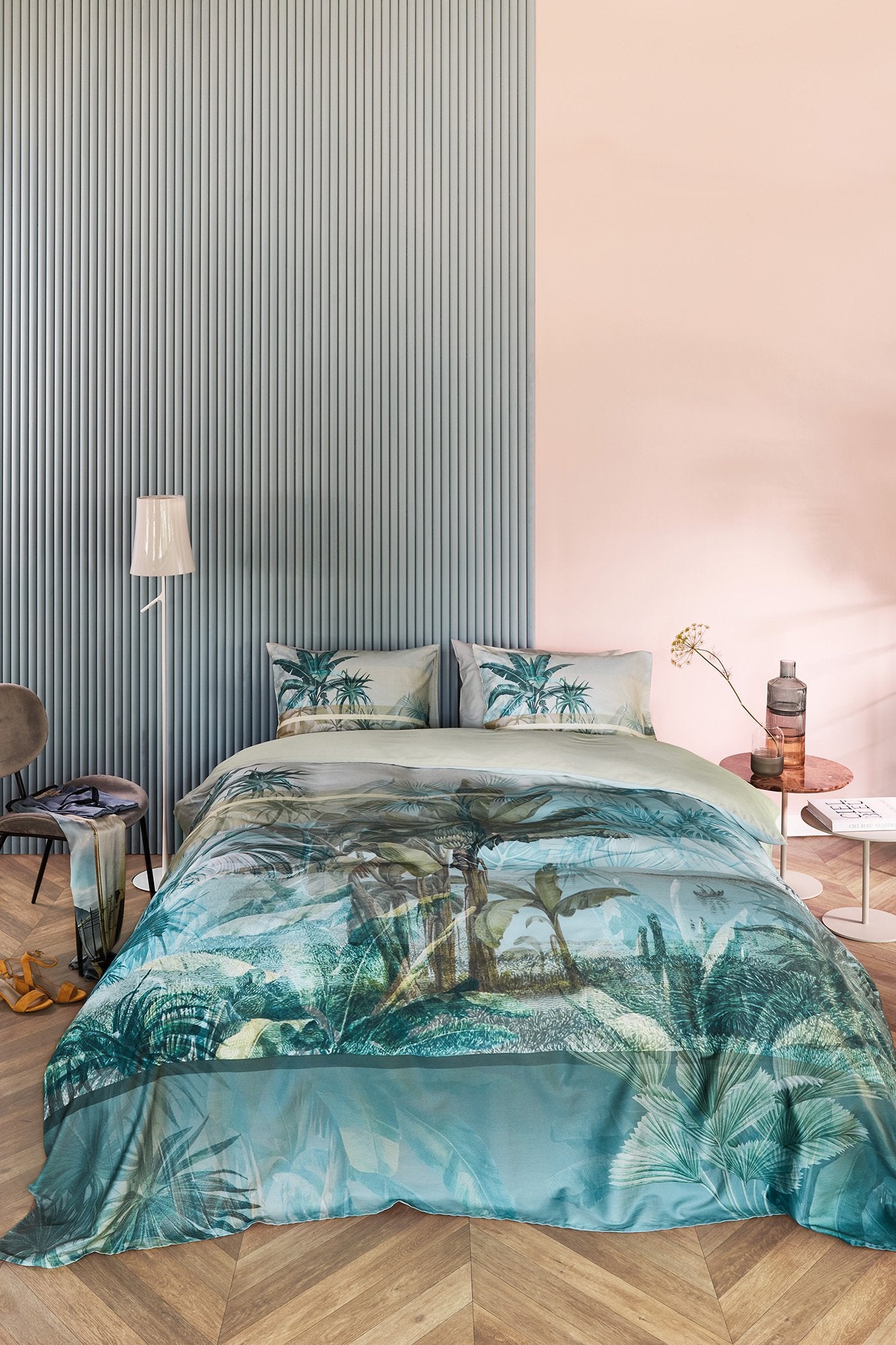 Bedding House Canopy Blue Green Sateen Quilt Cover Set Bedding House