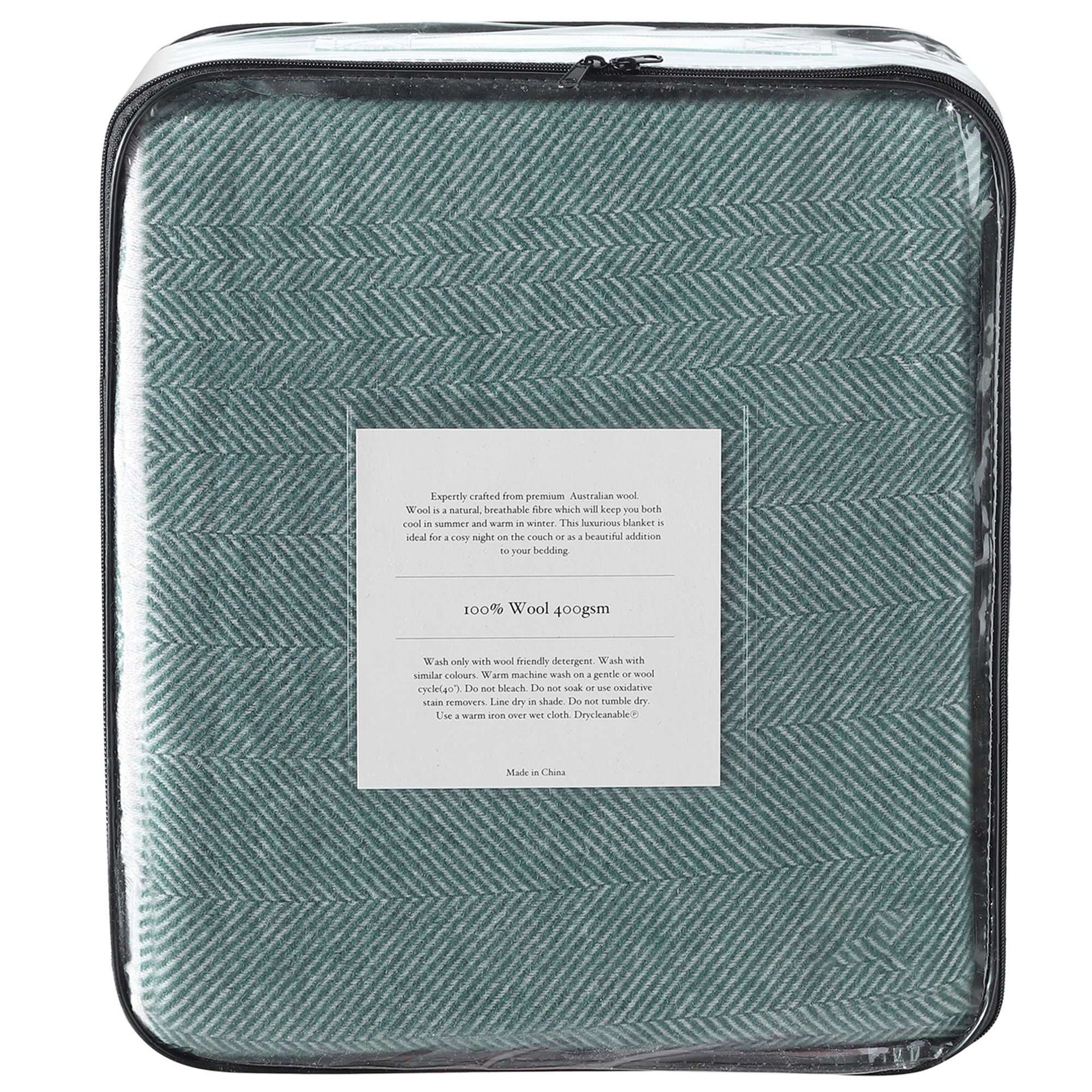 Accessorize Green Herringbone Wool Blanket Accessorize