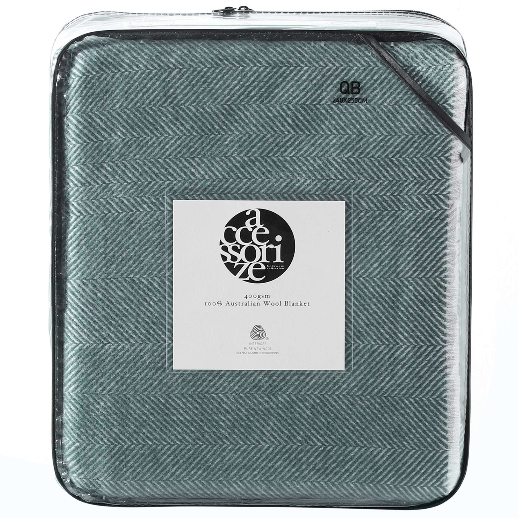 Accessorize Green Herringbone Wool Blanket Accessorize