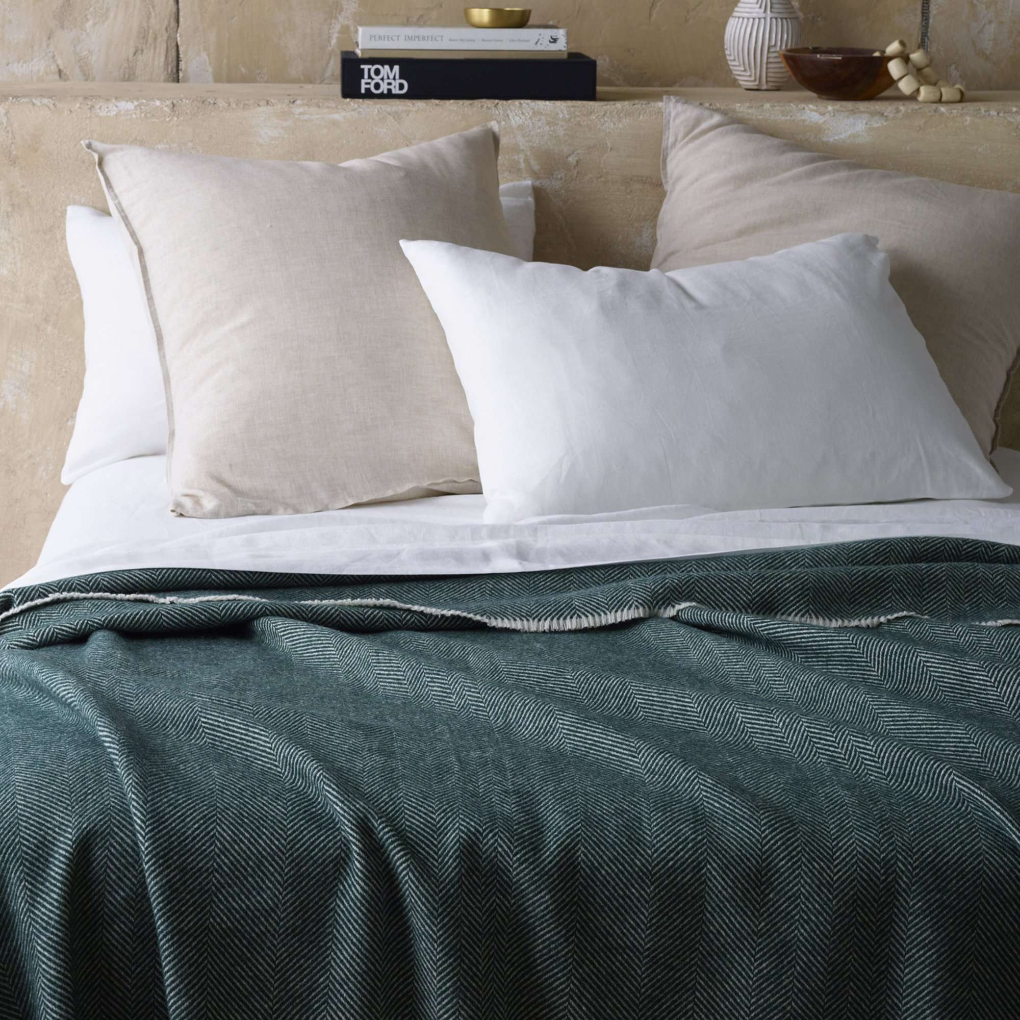 Accessorize Green Herringbone Wool Blanket Accessorize