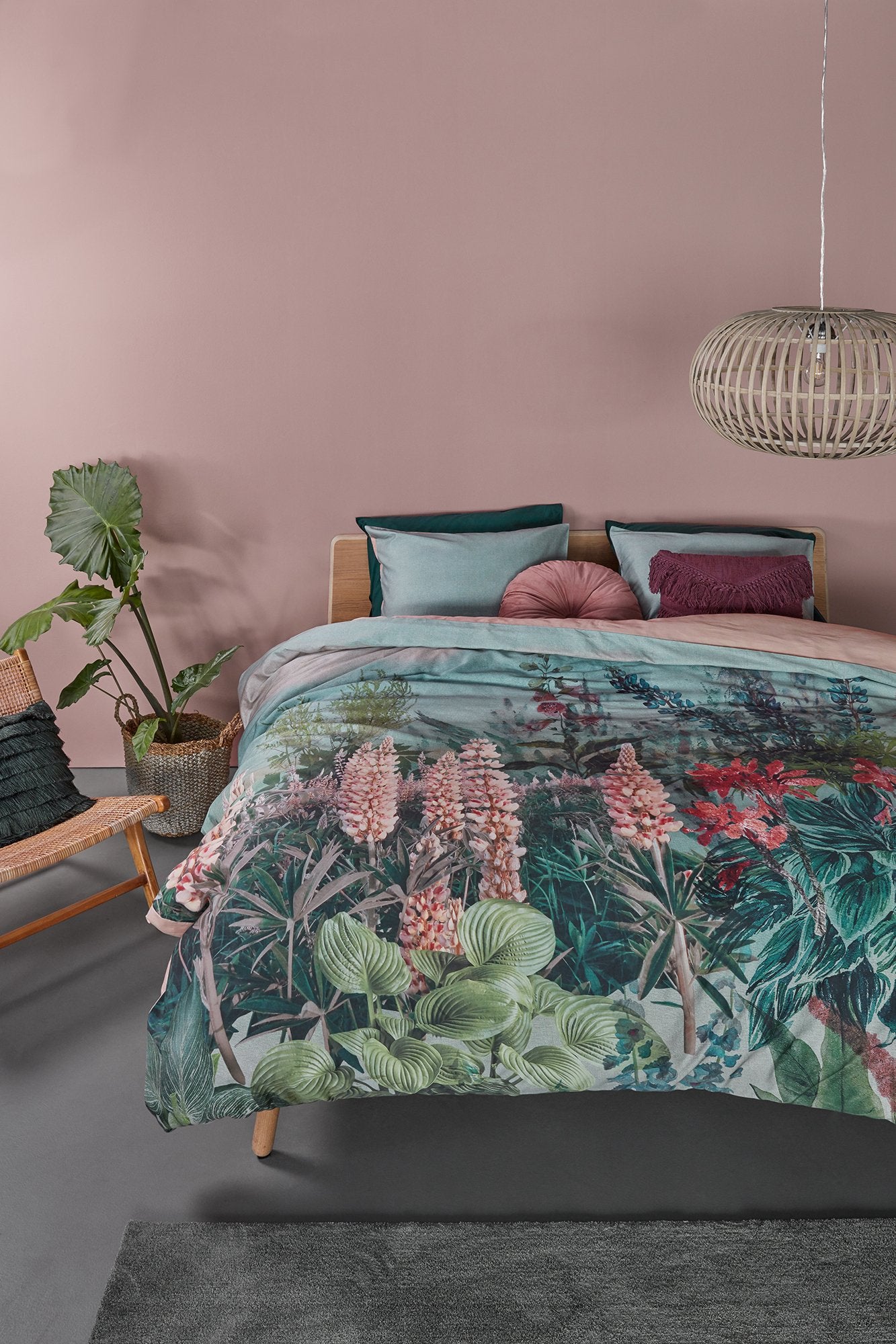 Bedding House Lupine Green Sateen Quilt Cover Set Bedding House