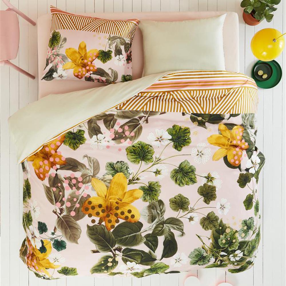 Bedding House Botanical Flower Green Sateen Quilt Cover Set Bedding House