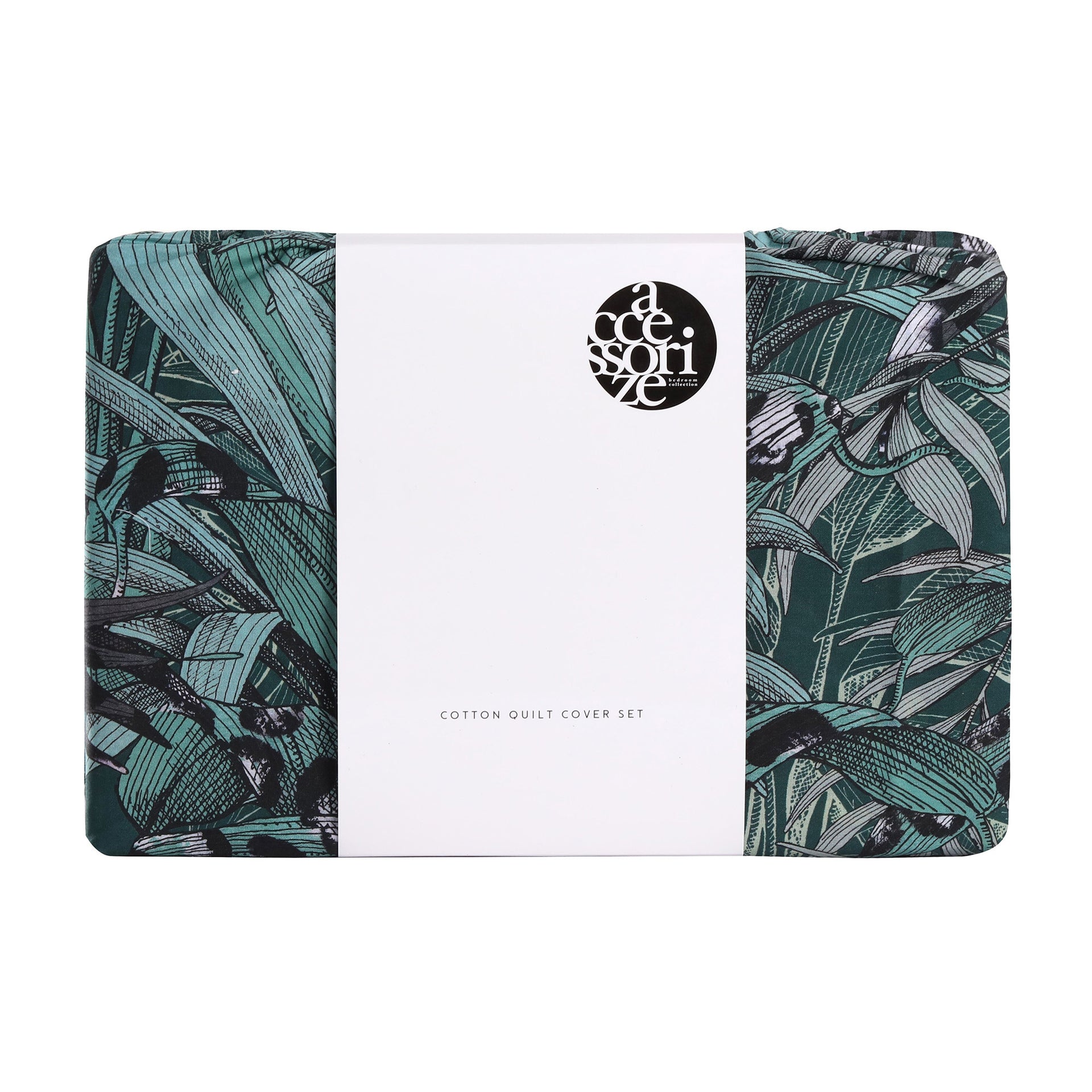 Accessorize Palm Leopard Green 180TC Cotton Digital Printed Quilt Cover Set Accessorize