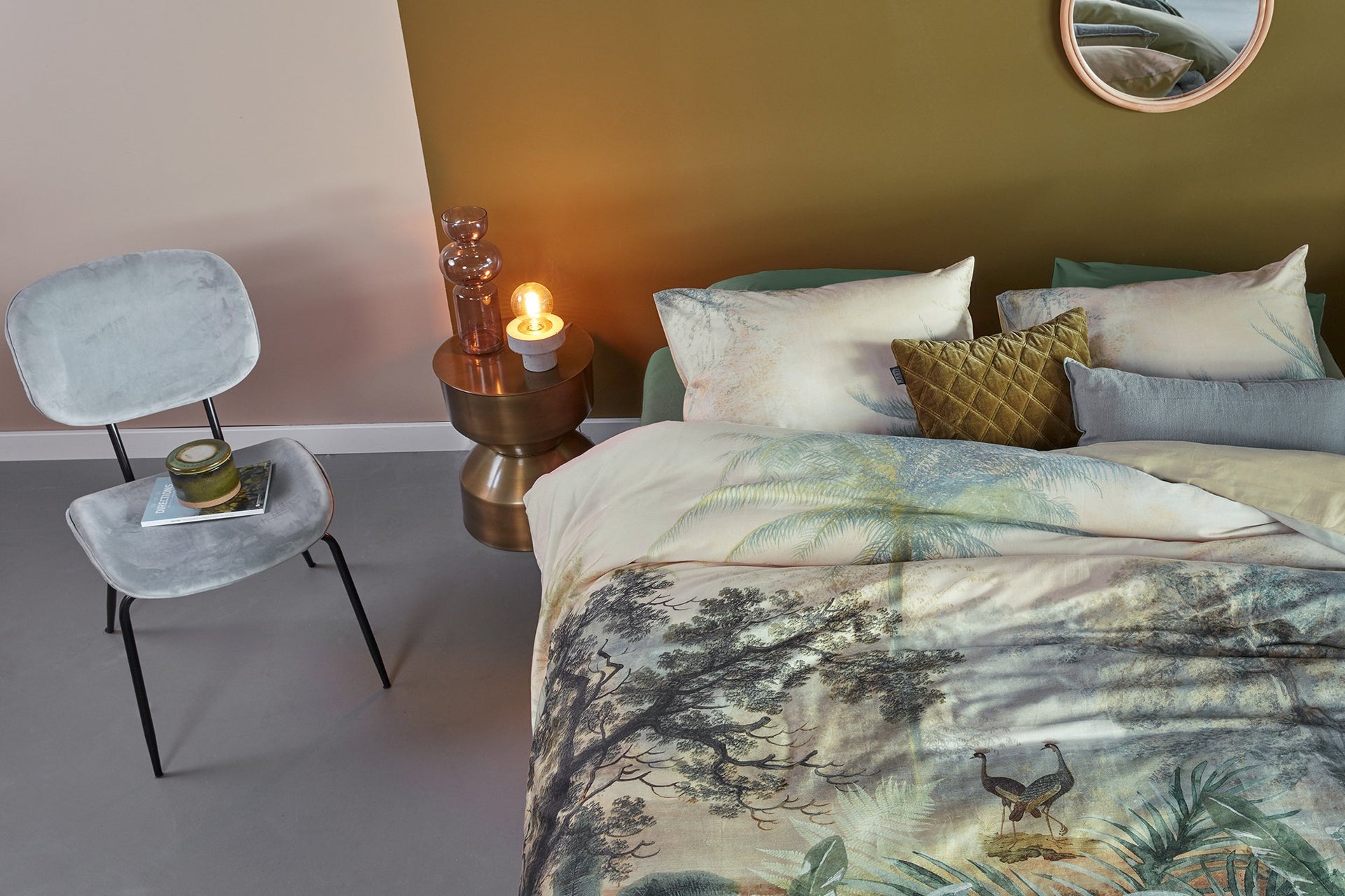 Bedding House Panoramic Green Sateen Quilt Cover Set Bedding House