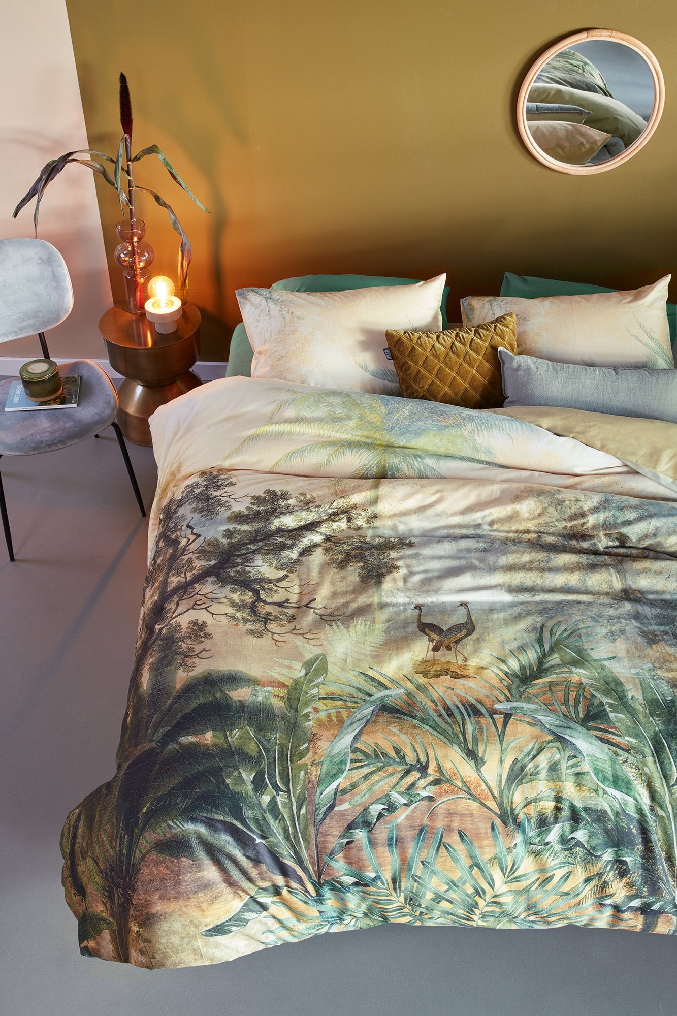 Bedding House Panoramic Green Sateen Quilt Cover Set Bedding House