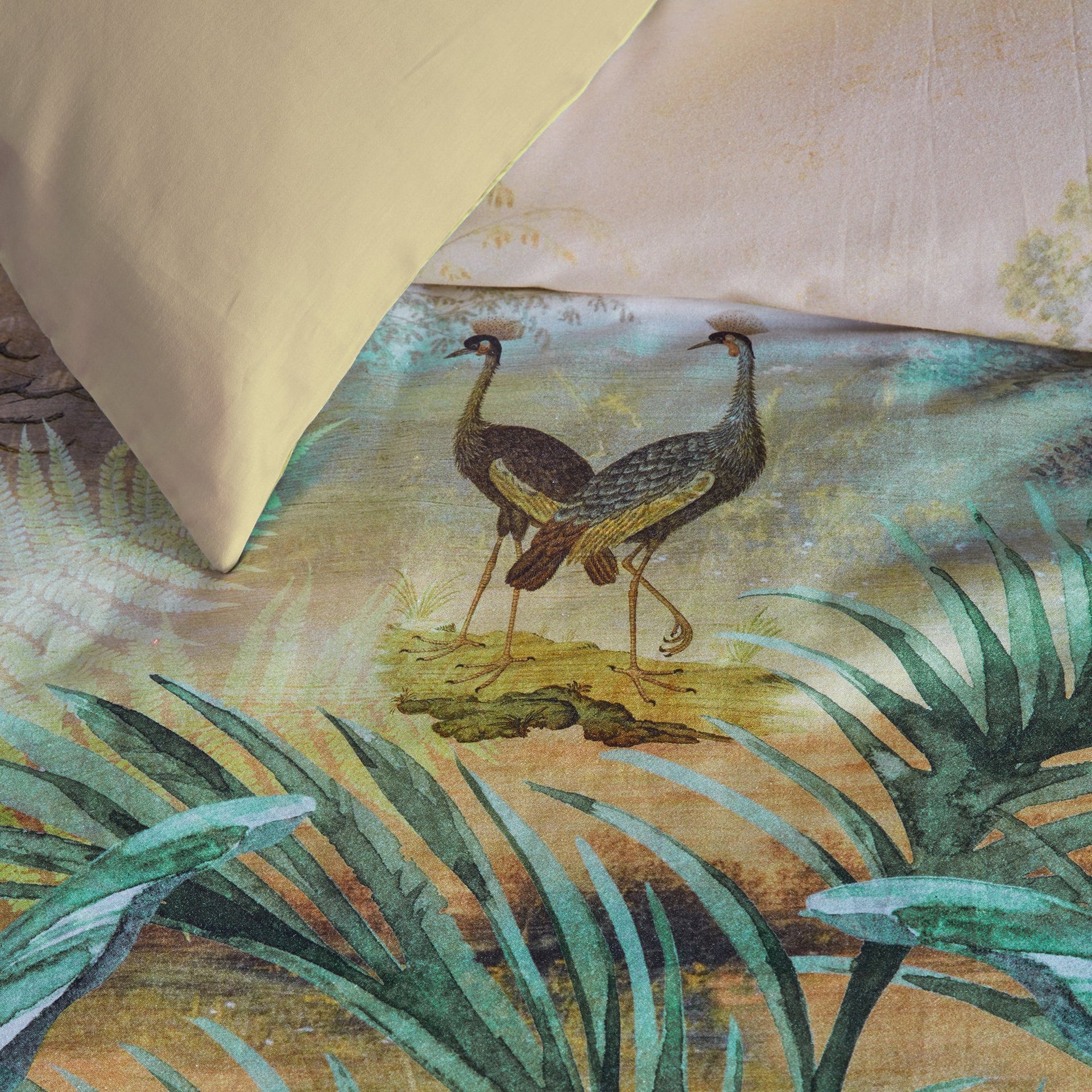 Bedding House Panoramic Green Sateen Quilt Cover Set Bedding House