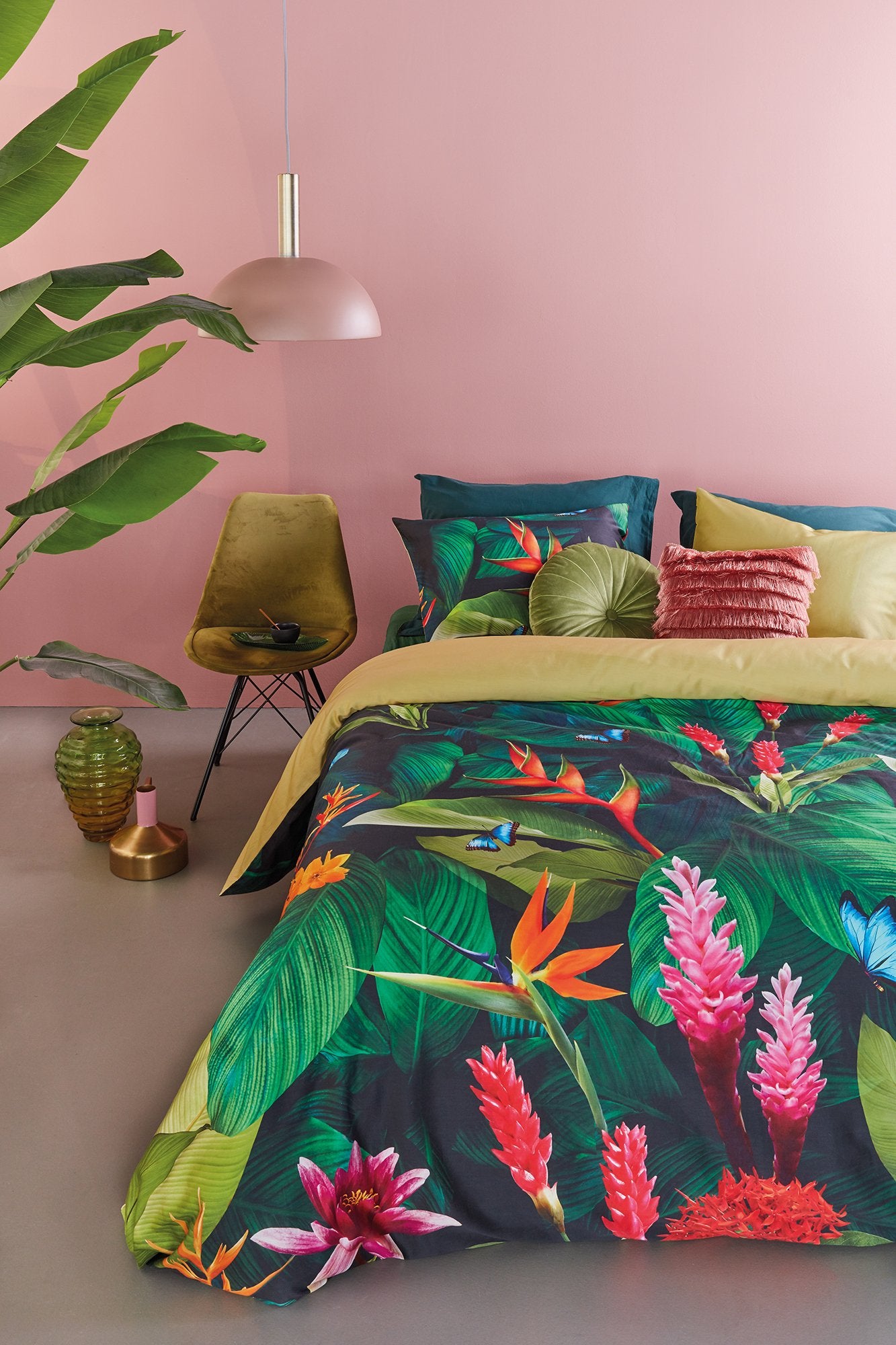 Bedding House Tropical Treasure Green Sateen Quilt Cover Set Bedding House