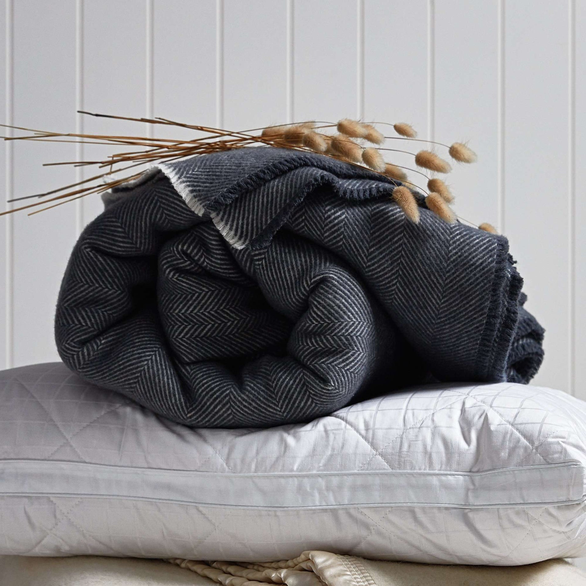 Accessorize Grey Herringbone Wool Blanket Accessorize