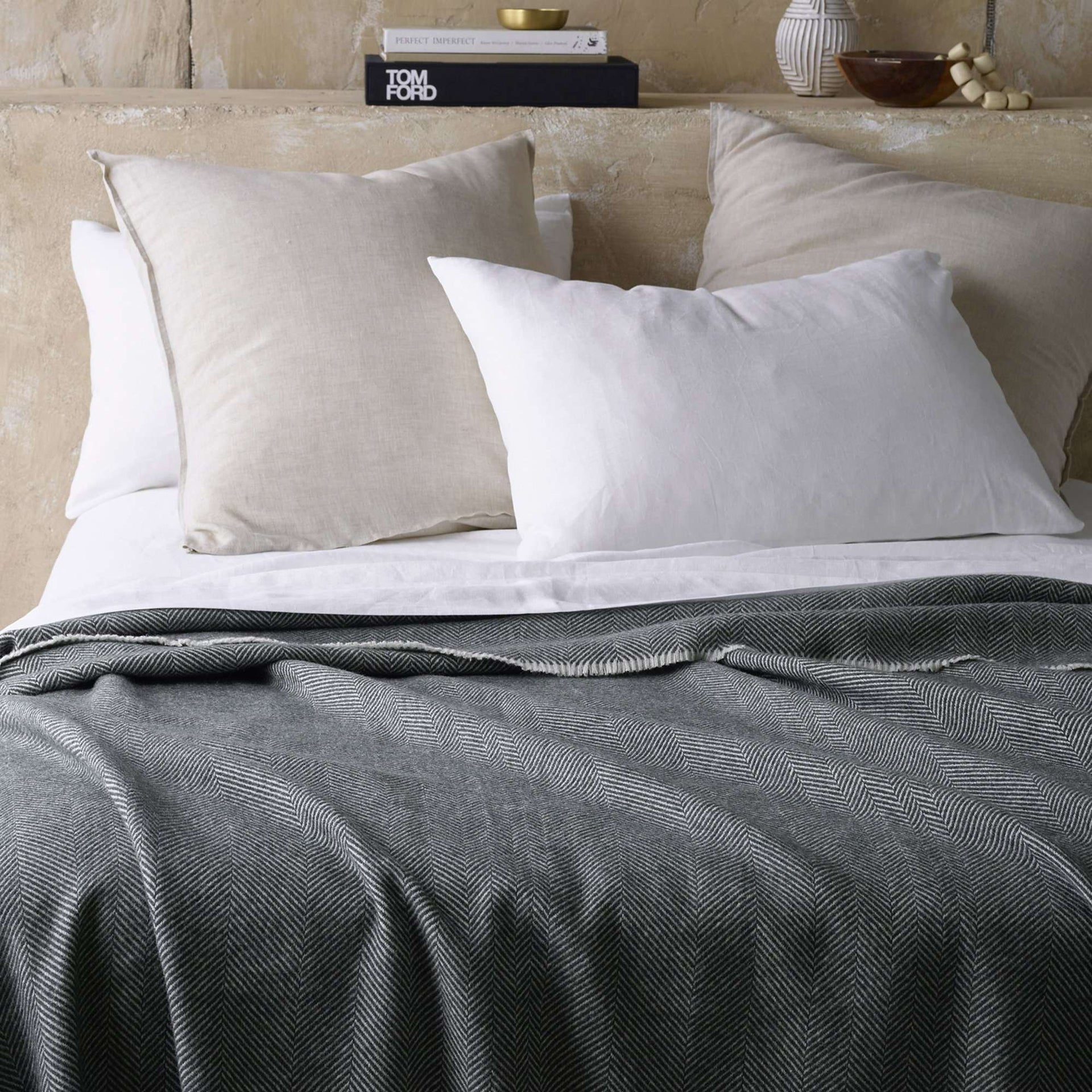 Accessorize Grey Herringbone Wool Blanket Accessorize