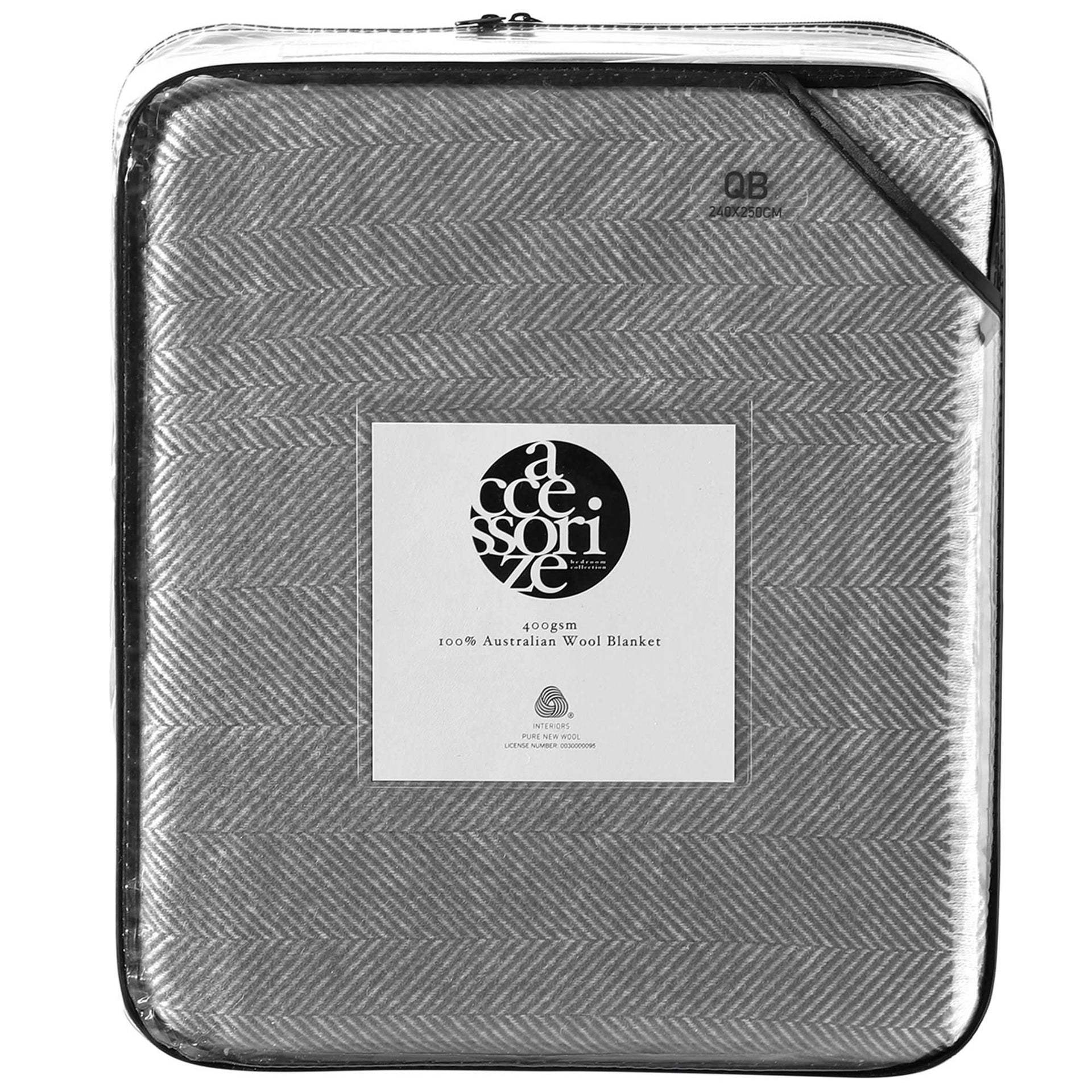 Accessorize Grey Herringbone Wool Blanket Accessorize