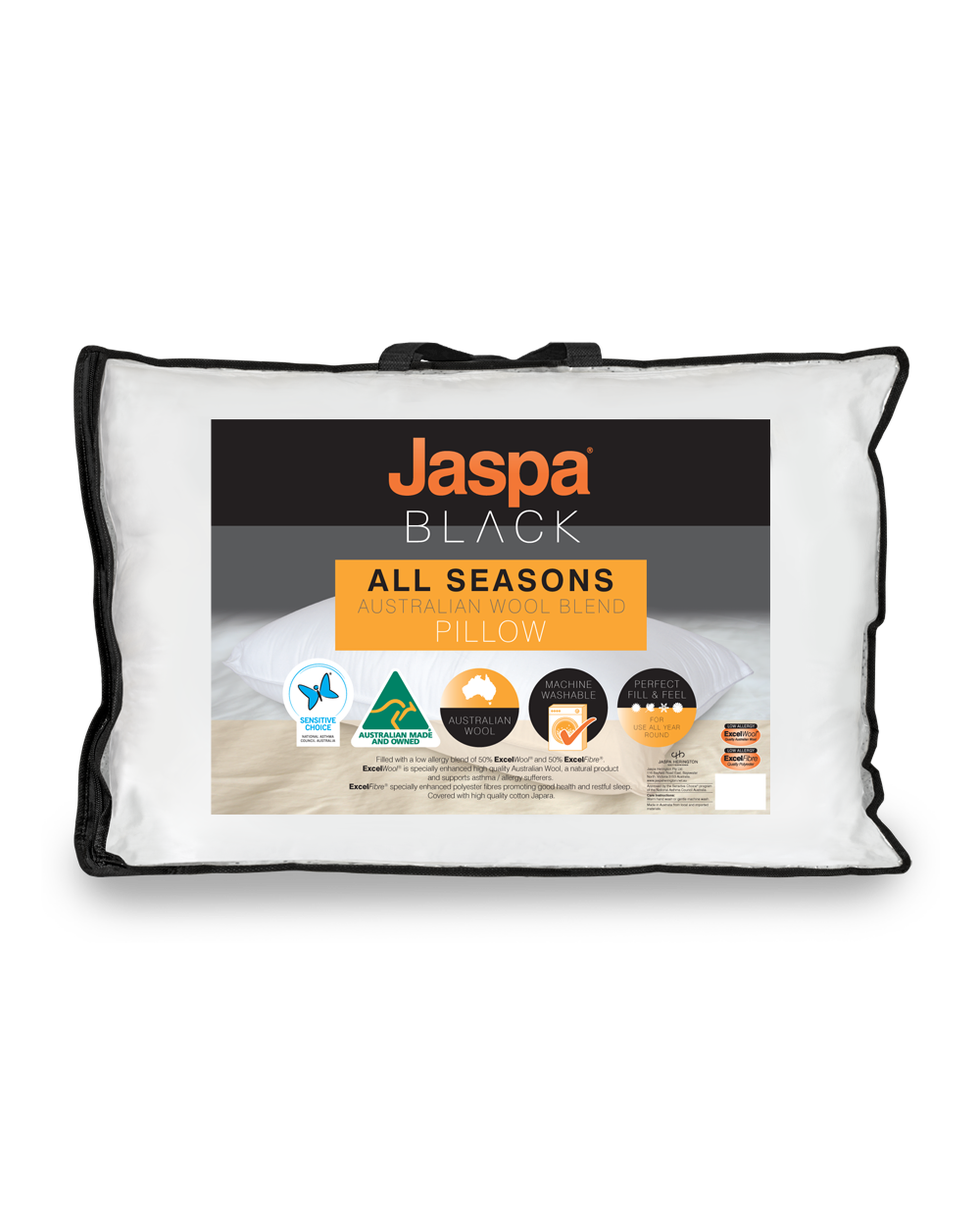 Jaspa Black All Seasons Wool Pillow Jaspa Black