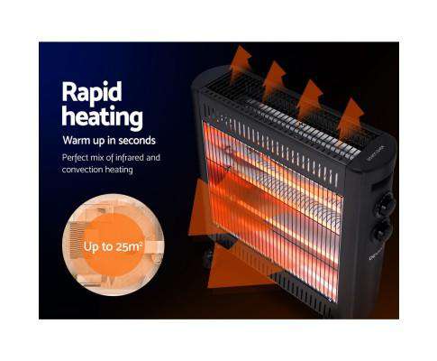 2200W Infrared Radiant Portable Electric Heatrt - Black Devanti