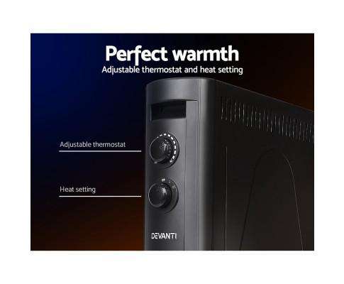 2200W Infrared Radiant Portable Electric Heatrt - Black Devanti