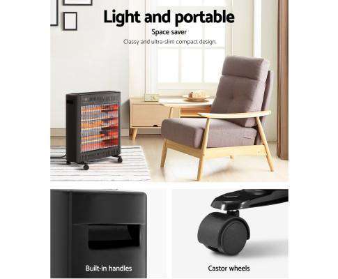 2200W Infrared Radiant Portable Electric Heatrt - Black Devanti