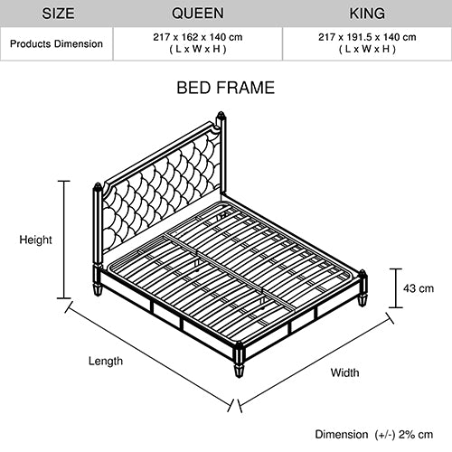 Antique Bedframe Mirrored Work Silver Colour Tufted Headboard Deep Quilting Melbournians Furniture