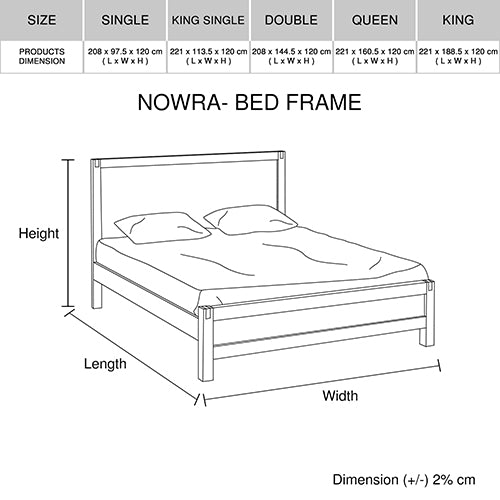 Nowra Bedframe - Chocolate Melbournians Furniture
