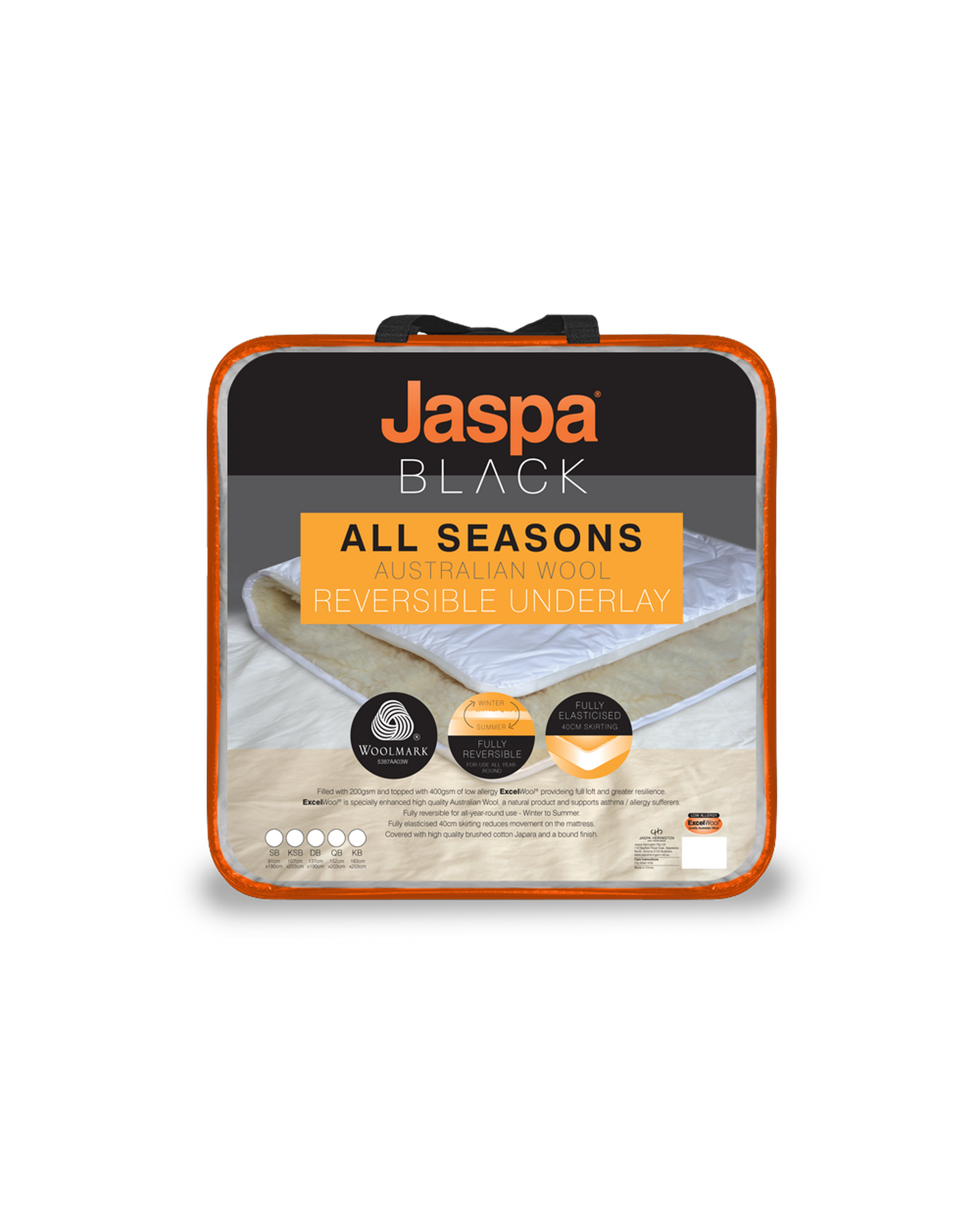 Jaspa Black All Seasons Reversible Wool Underlay Jaspa Black