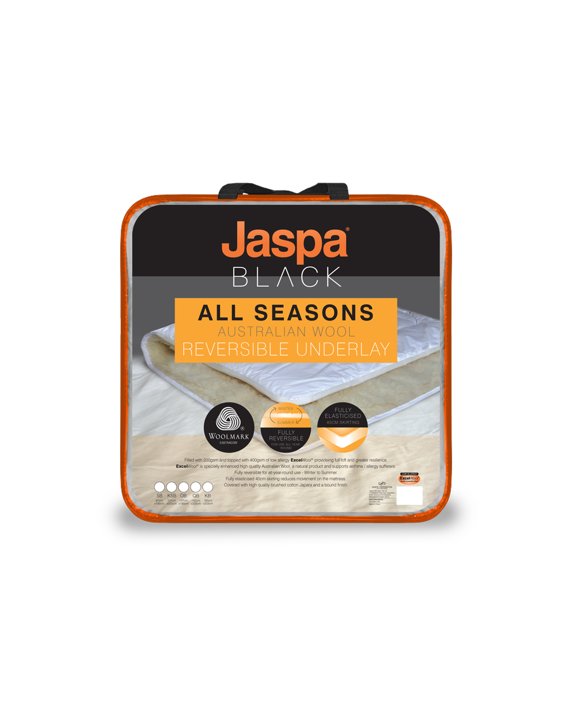 Jaspa Black All Seasons Reversible Wool Underlay Jaspa Black