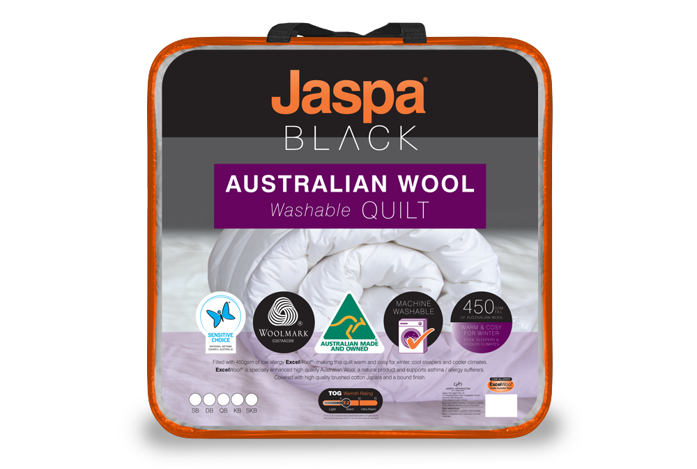 Jaspa Black Wool Machine Washable Quilt Jaspa Black