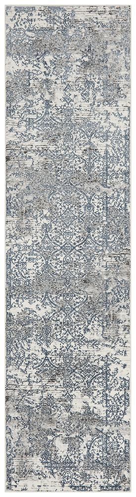 Kendra Yasmin Distressed Transitional Rug White Blue Grey Rug Culture