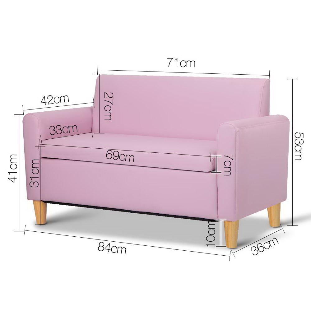 Kids Sofa Storage Armchair Lounge Pink PU Leather Children Chair Couch Artiss