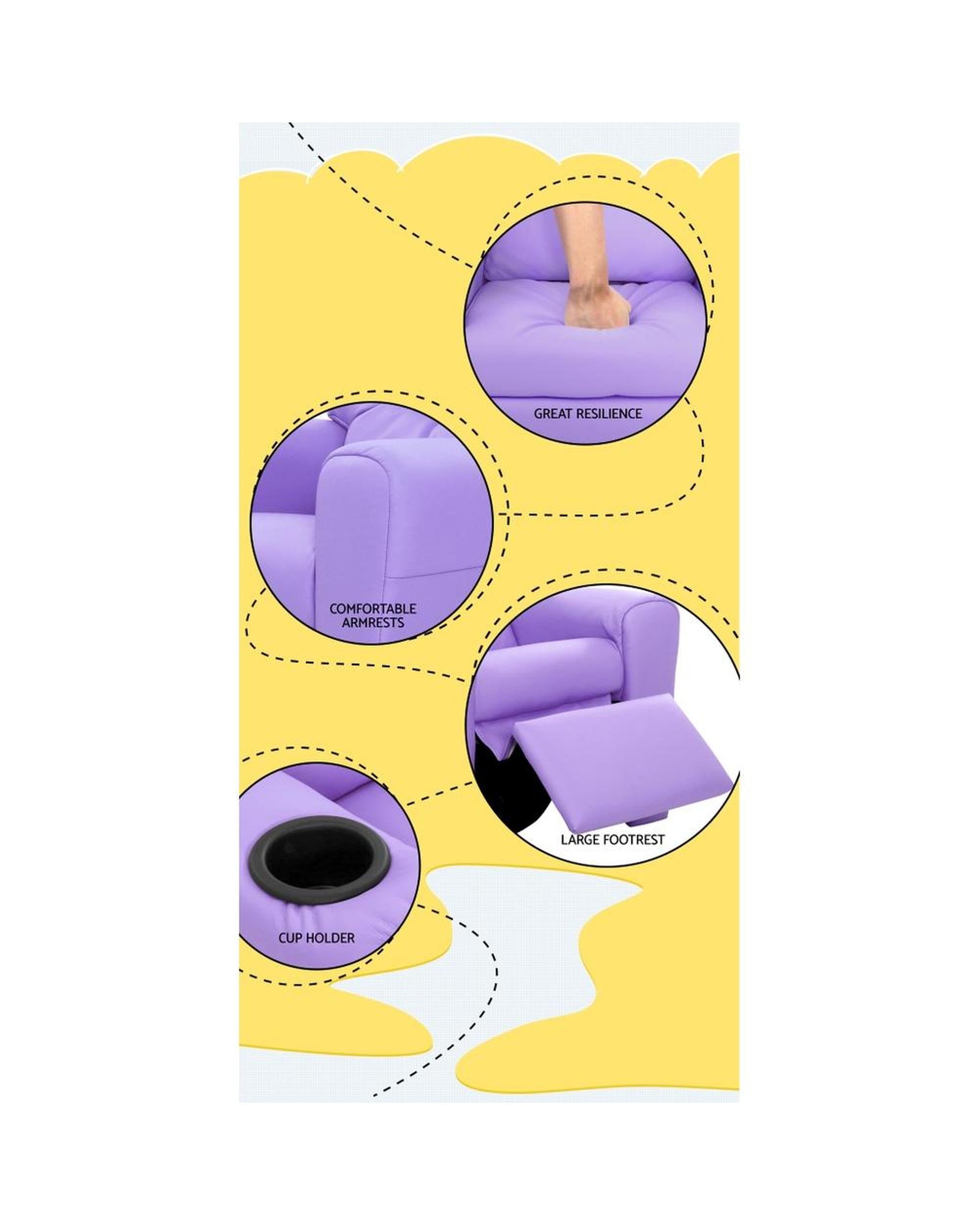 Kids Recliner Chair Purple PU Leather Sofa Lounge Couch Children Armchair Artiss