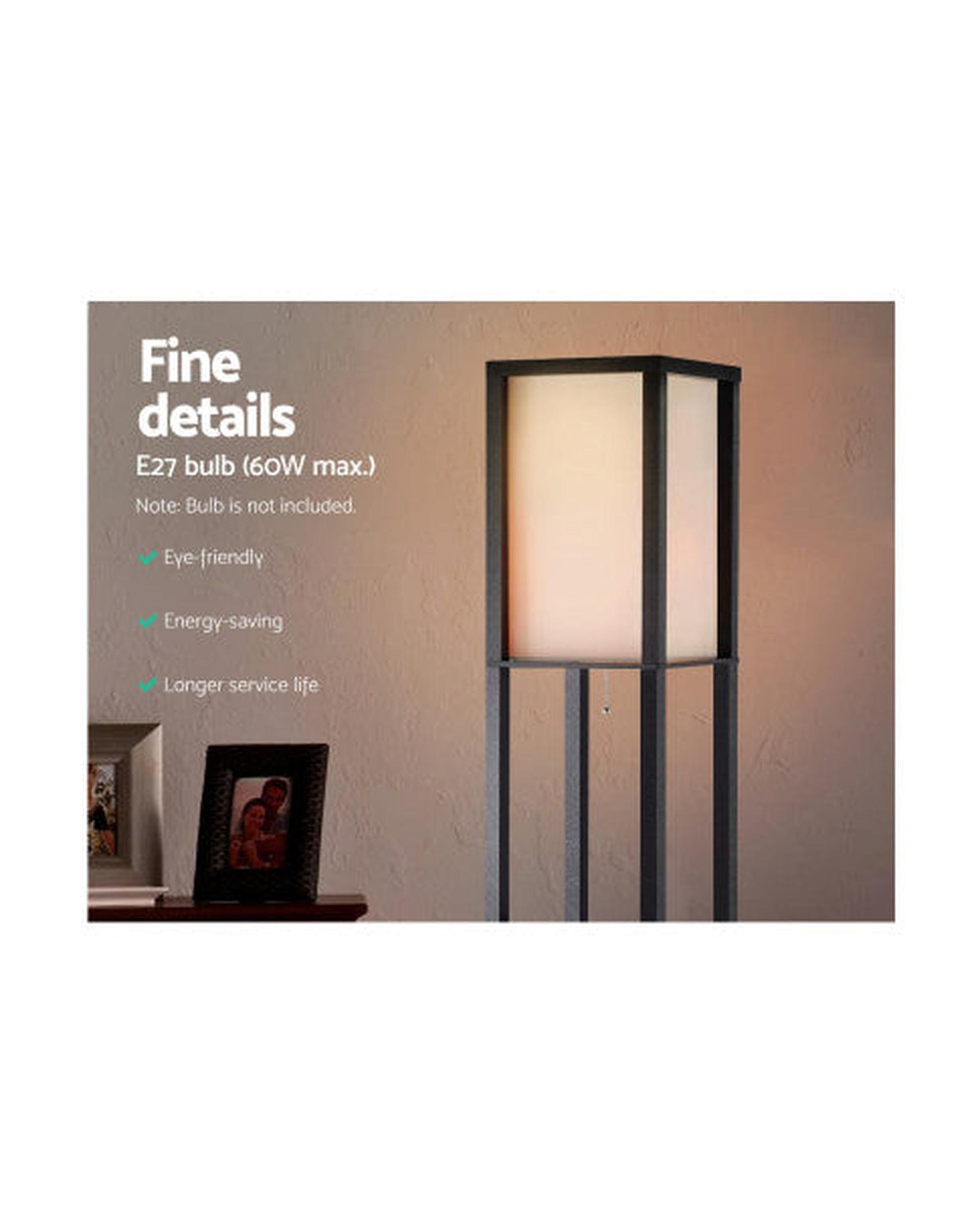 Floor Lamp Shelf Vintage Wood Standing Light Reading Storage Bedroom Palermo