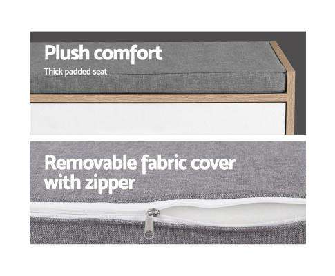 Shoe Cabinet Bench Shoes Storage Organiser Rack Fabric Seat Wooden Cupboard Up to 8 pairs Artiss