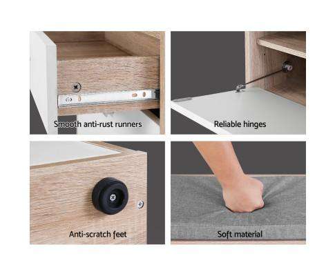 Shoe Cabinet Bench Shoes Storage Organiser Rack Fabric Seat Wooden Cupboard Up to 8 pairs Artiss