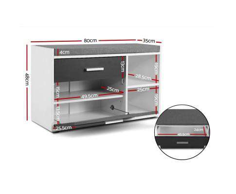 Shoe Cabinet Bench Shoes Storage Organiser Rack Wooden Cupboard Fabric Seat Adjustable Shelf Artiss