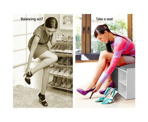 Shoe Cabinet Bench Shoes Storage Organiser Rack Wooden Cupboard Fabric Seat Adjustable Shelf Artiss