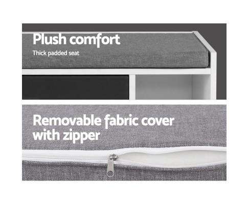 Shoe Cabinet Bench Shoes Storage Organiser Rack Wooden Cupboard Fabric Seat Adjustable Shelf Artiss