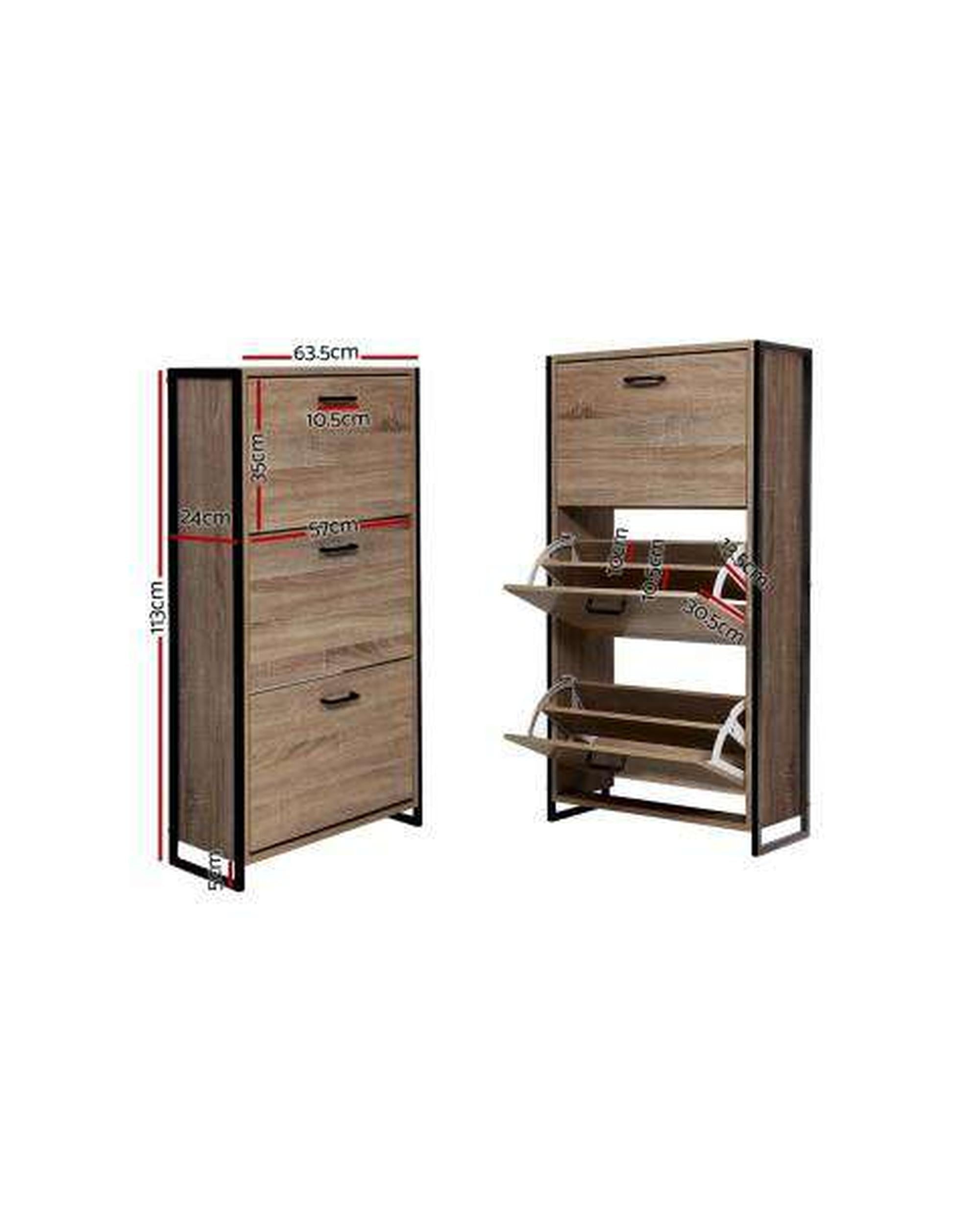 Shoe Cabinet Shoes Storage Rack Wooden Organiser Up to 24 Pairs Shelf Cupboard Metal Frame Artiss