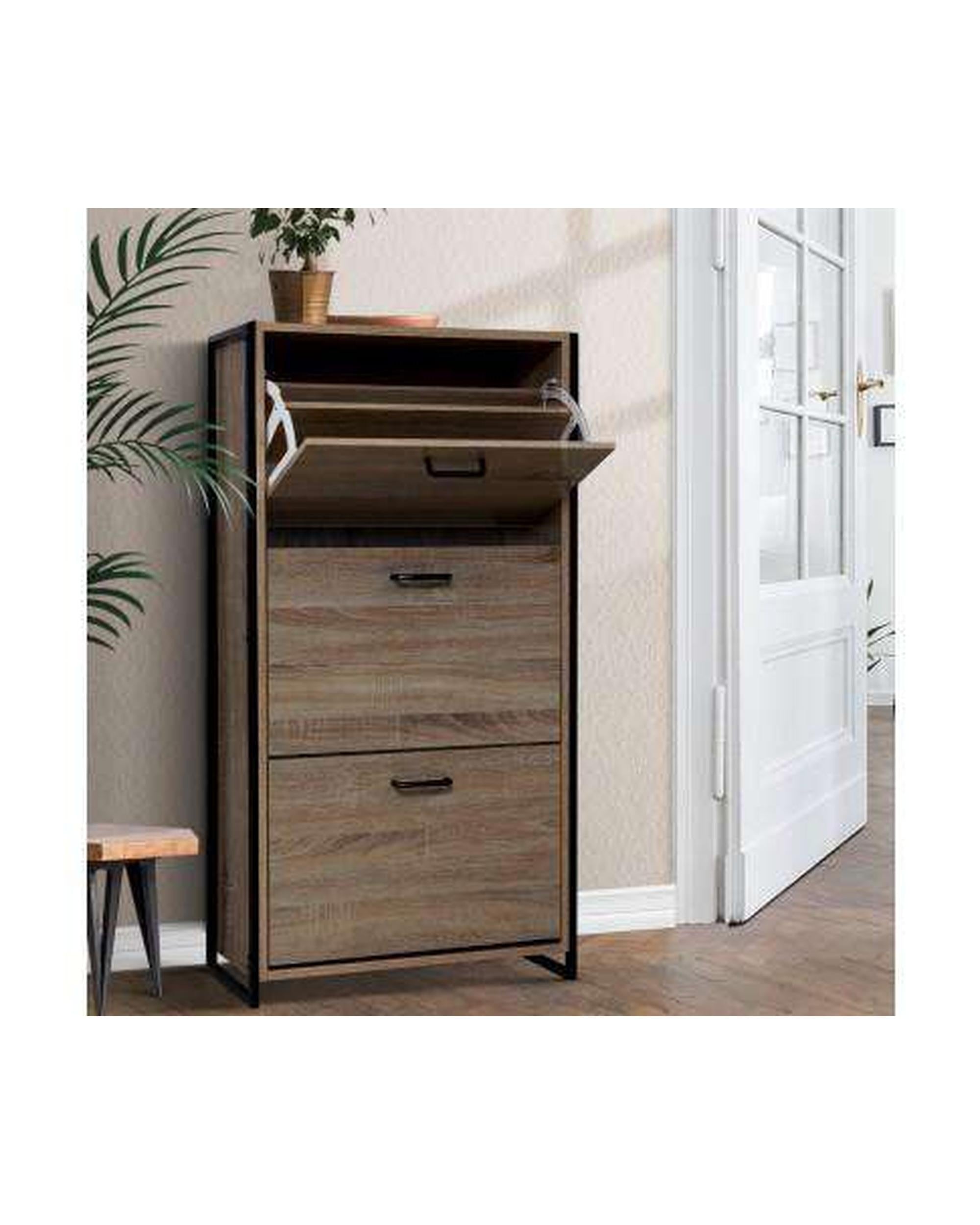 Shoe Cabinet Shoes Storage Rack Wooden Organiser Up to 24 Pairs Shelf Cupboard Metal Frame Artiss