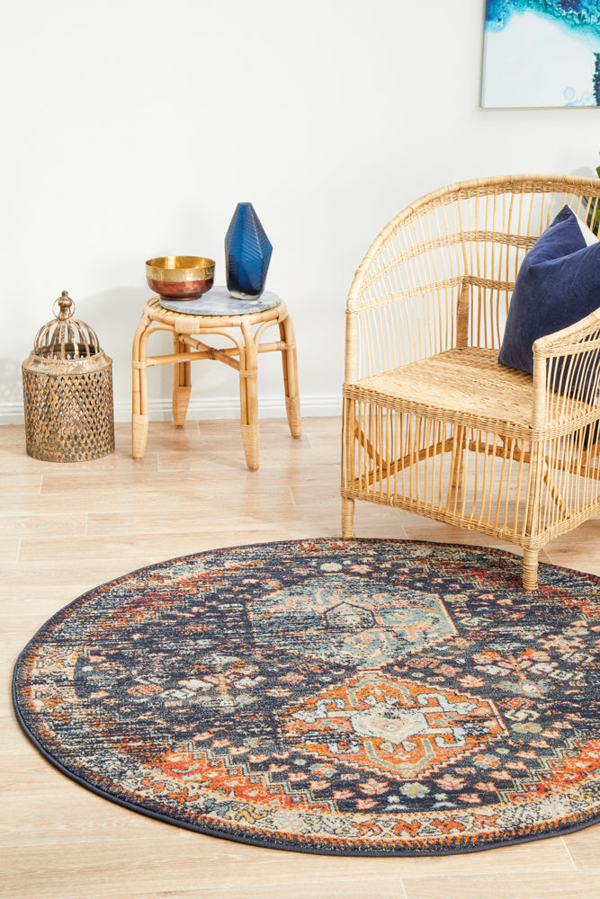Legacy 854 Navy Round Rug Rug Culture