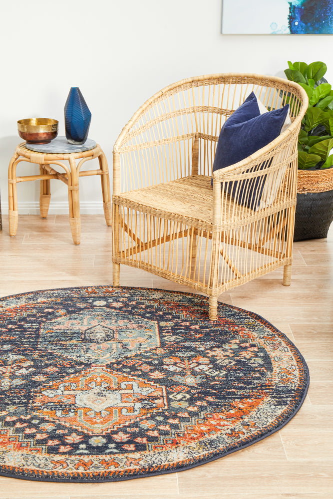 Legacy 854 Navy Round Rug Rug Culture