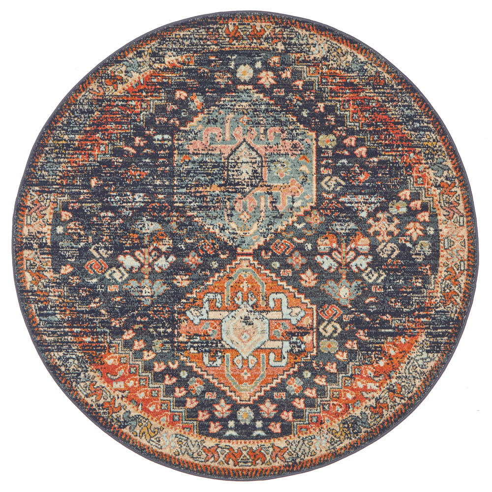 Legacy 854 Navy Round Rug Rug Culture