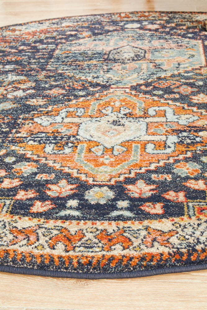 Legacy 854 Navy Round Rug Rug Culture