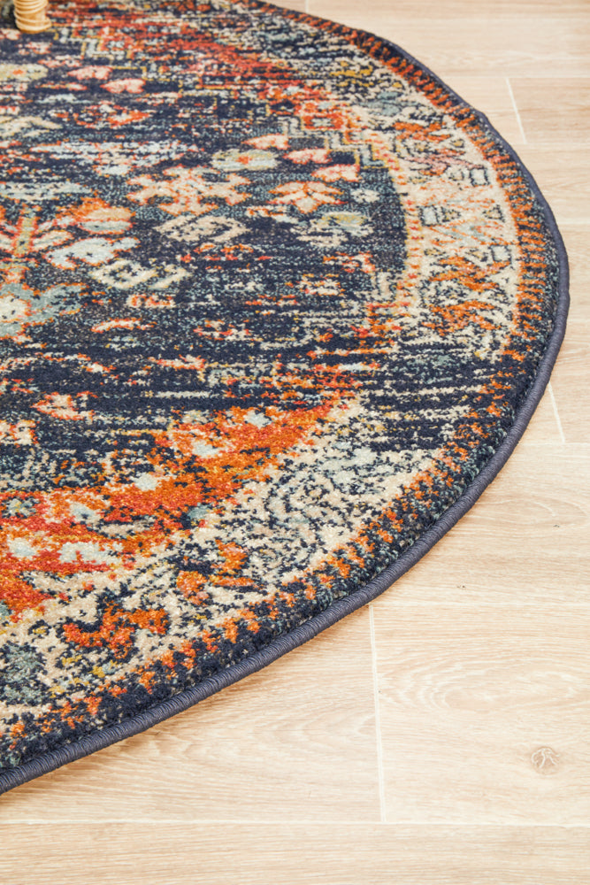 Legacy 854 Navy Round Rug Rug Culture